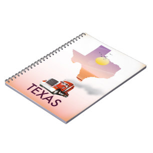 Caderno Espiral Texas Map Big Rig