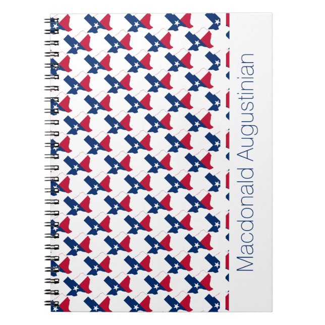 Caderno Espiral TEXAS USA FLAG Personalizar Adicionar Nome Diário  (Frente)