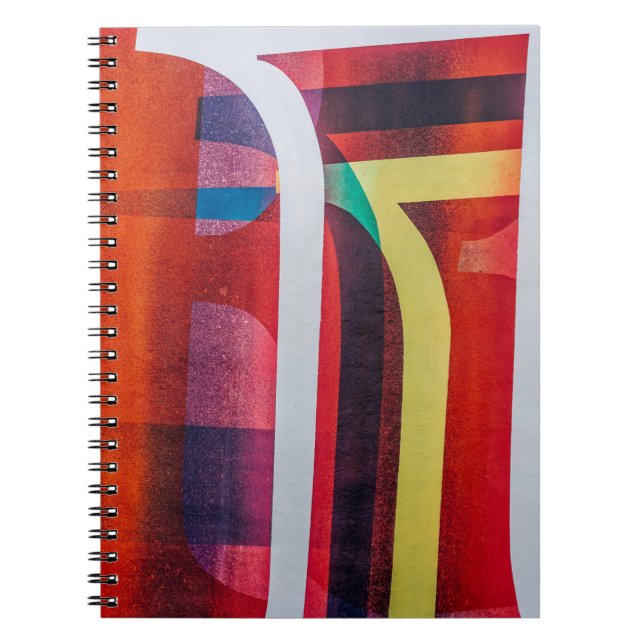 Caderno Espiral Têxteis brancos e vermelhos (Frente)