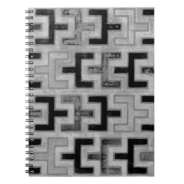 Caderno Espiral Têxtil africano de mudo com Padrões geométricos (Frente)