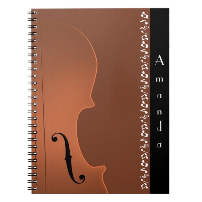Caderno Espiral Texto Branco do Instrumento Musical Violino (médio (Frente)