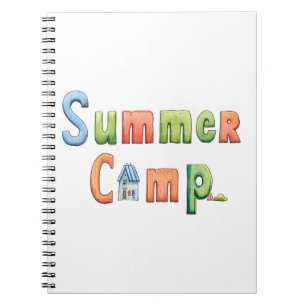 Caderno Espiral Texto colorido do acampamento de verão para a aven