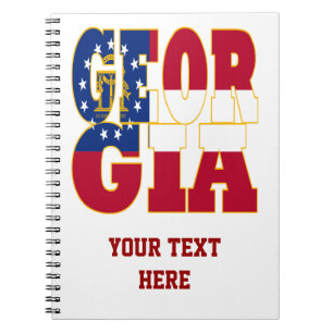 Caderno Espiral Texto de bandeira do Estado da Geórgia
