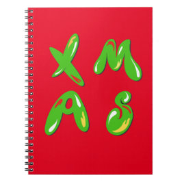 Caderno Espiral Texto de Bolha do Xmas