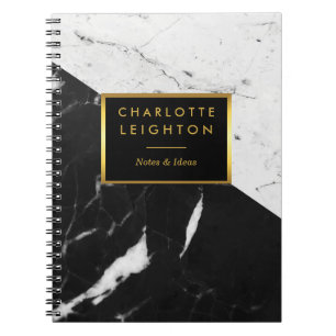 Caderno Espiral Texto de Marble Notebook personalizado moderno e D