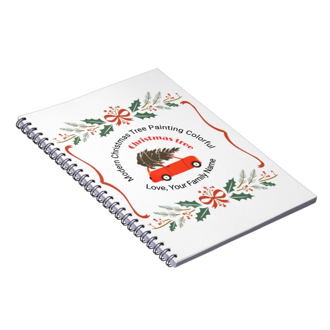 Caderno Espiral Texto de Natal Personalizado Design de Feriado (Lado Direito)