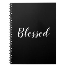 Caderno Espiral Texto de script personalizado preto e branco abenç