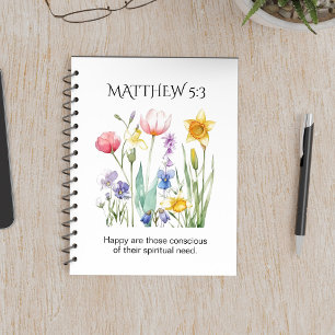 Caderno Espiral Texto do Ano JW 2026 com Flores em Aquarela
