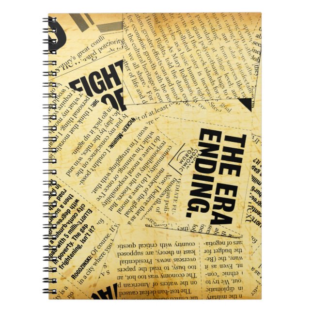 Caderno Espiral Texto do jornal com papel antigo (Frente)