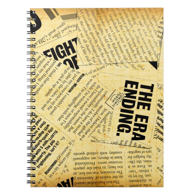 Caderno Espiral Texto do jornal com papel antigo (Frente)