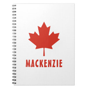 Caderno Espiral Texto do Nome do Dia do Canadá Flag Red Maple Leaf