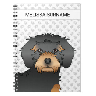 Caderno Espiral Texto e Cão Mini Goldendoodle Preto E Tano