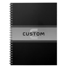 Caderno Espiral Texto em Camadas Personalizável Moderno | Preto e