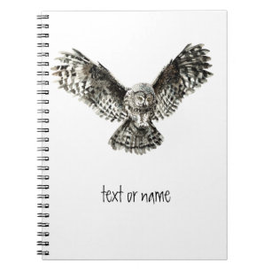 Caderno Espiral Texto feito sob encomenda, coruja da aguarela,