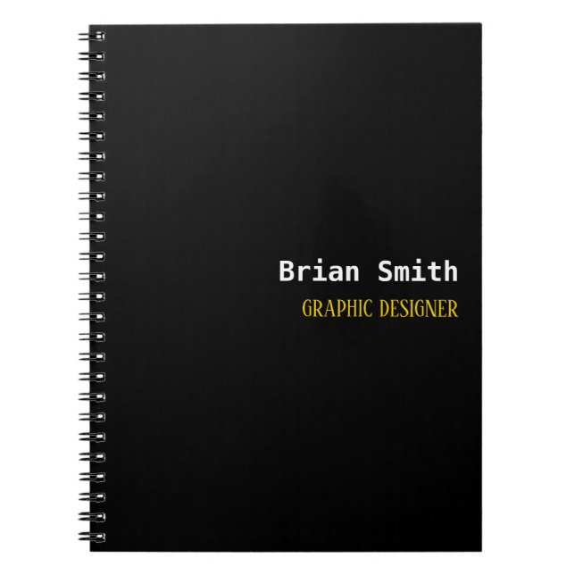 Caderno Espiral Texto negro e dourado minimalista (Frente)