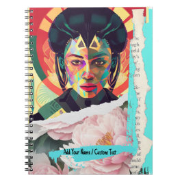 Caderno Espiral TEXTO PERSONALIZADO - Colagem de Beleza Geométrica