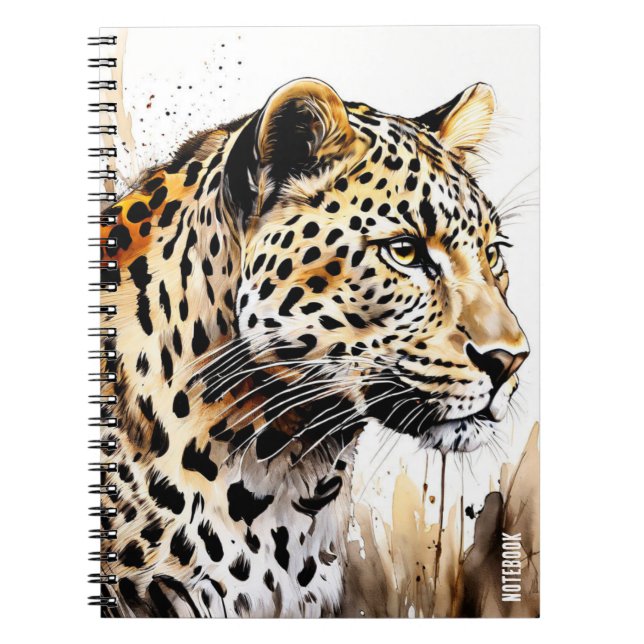 Caderno Espiral TEXTO PERSONALIZADO: Diário de notebook Leopard (Frente)