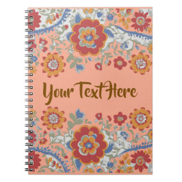 Caderno Espiral Texto Personalizado Floral Vintage Boho Personaliz
