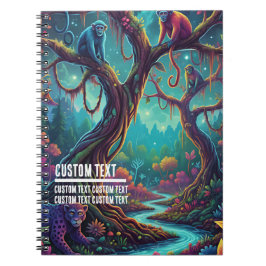 Caderno Espiral Texto Personalizado Floresta Encantada Macacos Col