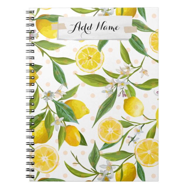 Caderno Espiral TEXTO PERSONALIZADO - Notebook Lemon (Frente)