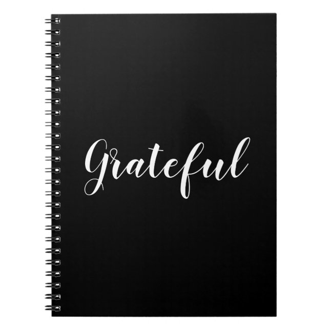 Caderno Espiral Texto personalizado preto e branco gratificante (Frente)