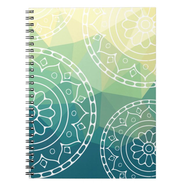 Caderno Espiral Texto personalizado verde amarelo (Frente)