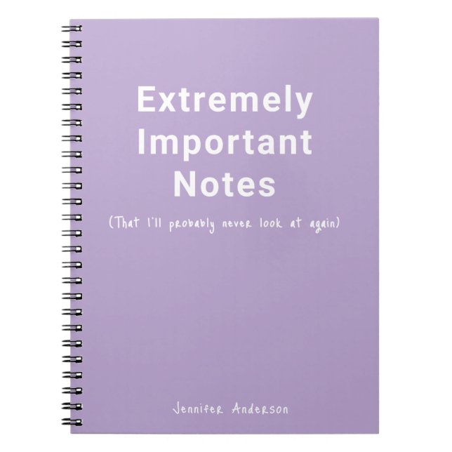 Caderno Espiral Texto simples Notas importantes Pastel Purple (Frente)
