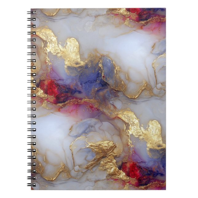 Caderno Espiral Textura Abstrata de Tinta a Álcool com Acentos Dou (Frente)