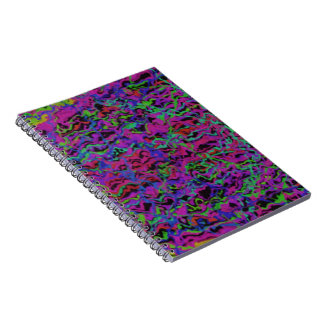Caderno Espiral Textura Abstrata Multicor Vibrante