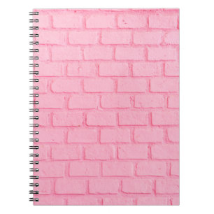 Caderno Espiral Textura da parede de fundo do tijolo rosa pastel.