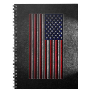 Caderno Espiral Textura da pedra da bandeira americana
