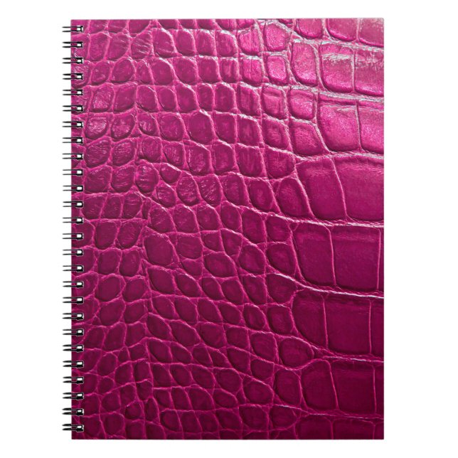Caderno Espiral Textura da pele do crocodilo rosa (Frente)