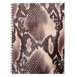 Caderno Espiral Textura de couro de serpente castanha