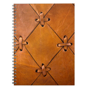 Caderno Espiral Textura de couro, detalhes da cobertura natural.