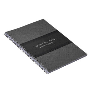 Caderno Espiral Textura De Couro Preto E Cinza 2