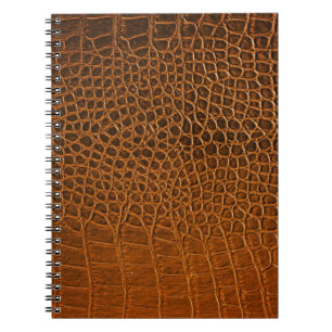 Caderno Espiral Textura de crocodilo marrom elegante.