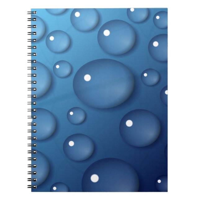 Caderno Espiral Textura de gota de água azul (Frente)