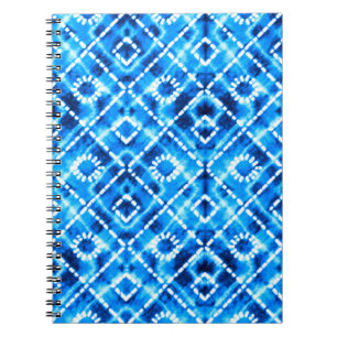 Caderno Espiral Textura de gravata azul de Denim repita padrão mo