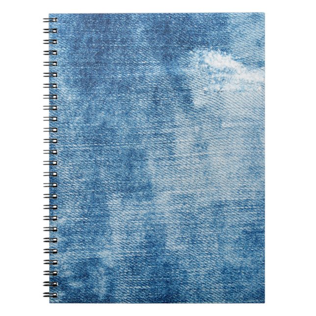 Caderno Espiral Textura de jeans de denim azul (Frente)