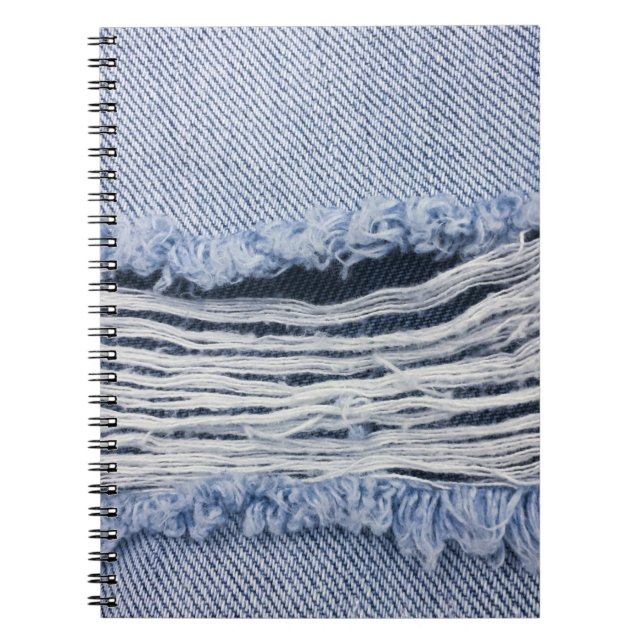 Caderno Espiral Textura de Jeans rasgados azuis claros (Frente)
