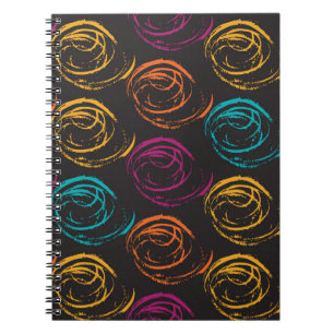 Caderno Espiral Textura de laranja pintada à mão. Elemento geométr