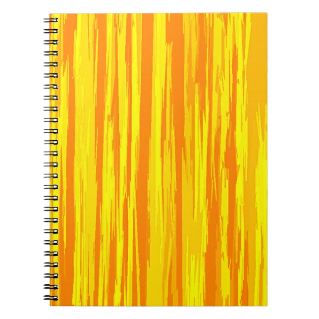 Caderno Espiral Textura De Madeira De abstrato Laranja E Amarelo (Frente)