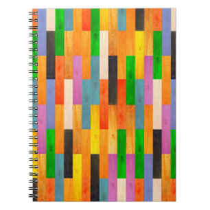 Caderno Espiral Textura de madeira multicolorida. Parquete de made