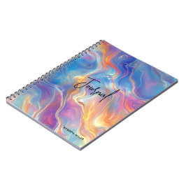 Caderno Espiral Textura de mármore colorido opalescente turbilhona