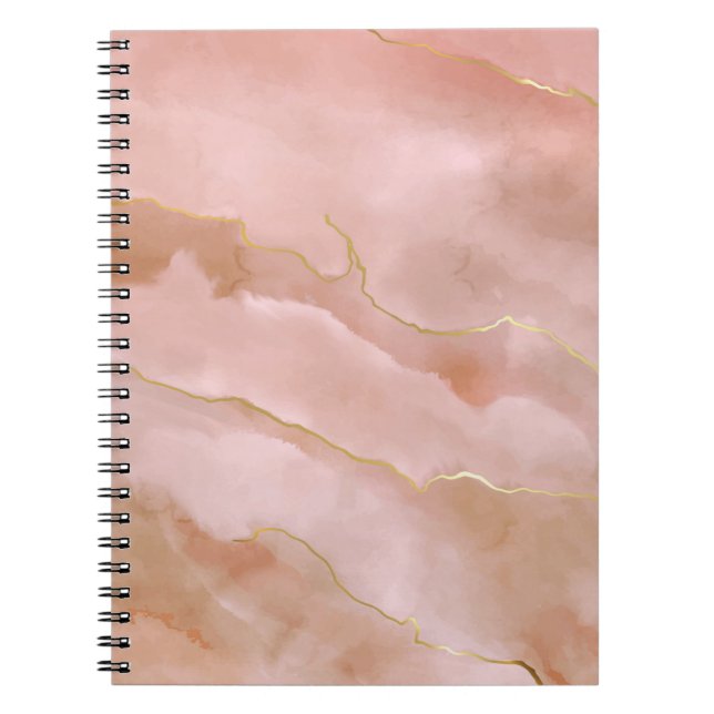 Caderno Espiral Textura de mármore líquido rosa (Frente)