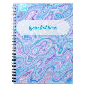 Caderno Espiral Textura de Mármore Violeta Azul Abstrato Pintura L