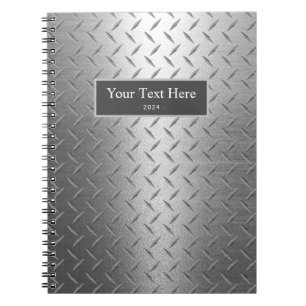 Caderno Espiral Textura de metal com diamante profissional manual