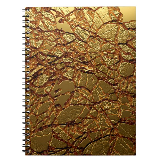 Caderno Espiral Textura de ouro de luxo. (Frente)