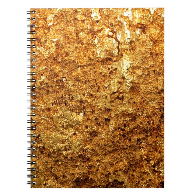Caderno Espiral Textura de ouro de luxo. (Frente)