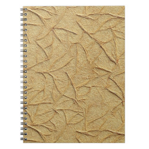 Caderno Espiral Textura de Papel Feito à Mão Natural em Bege Quent